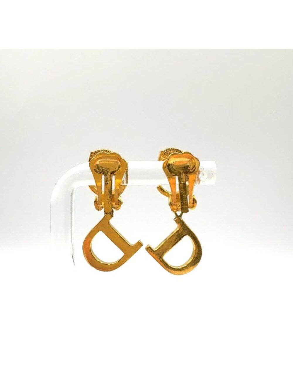 Dior CD Logo Swing Gold Plated Earrings - Picture 3 of 12